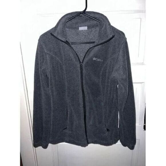 Columbia‎ Classic Fleece Full-Zip Jacket Charcoal Gray Cozy Outdoor Size  Small - Picture 1 of 2